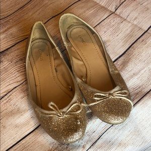 Express Gold Sparkle ballet Flats, size 7
